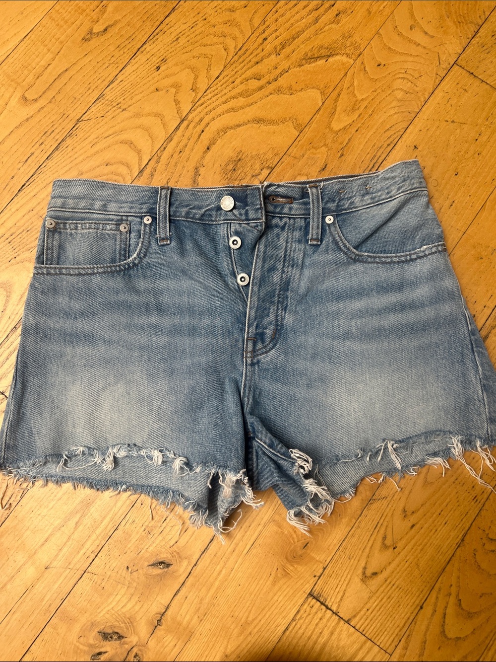 Madewell Distressed Denim Shorts - Light Blue